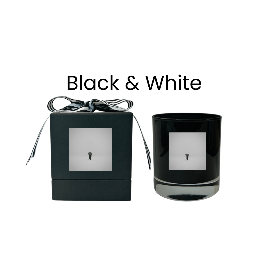 Black and White Unscented Black Candle/Black Box - Your Photo Candle