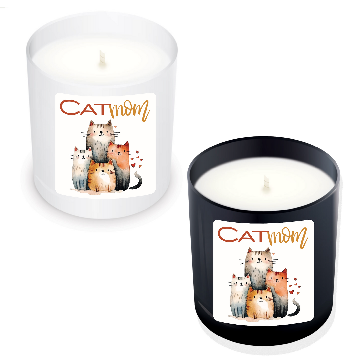 Cat Love Candle Watercolor Cat Mom