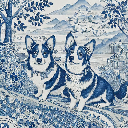 Chinoiserie Classic Corgi Pups Candle - Your Photo Candle