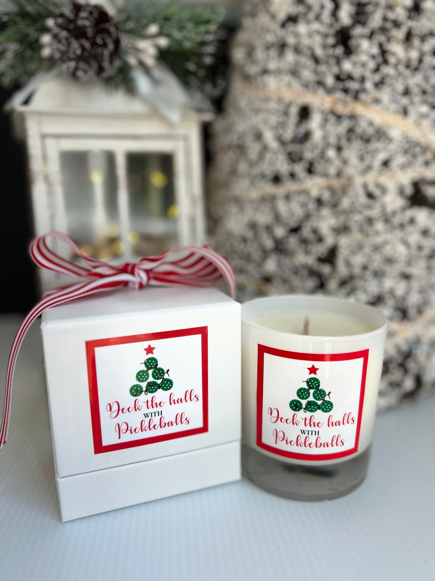 Deck The Halls! Christmas Pickleball Candle