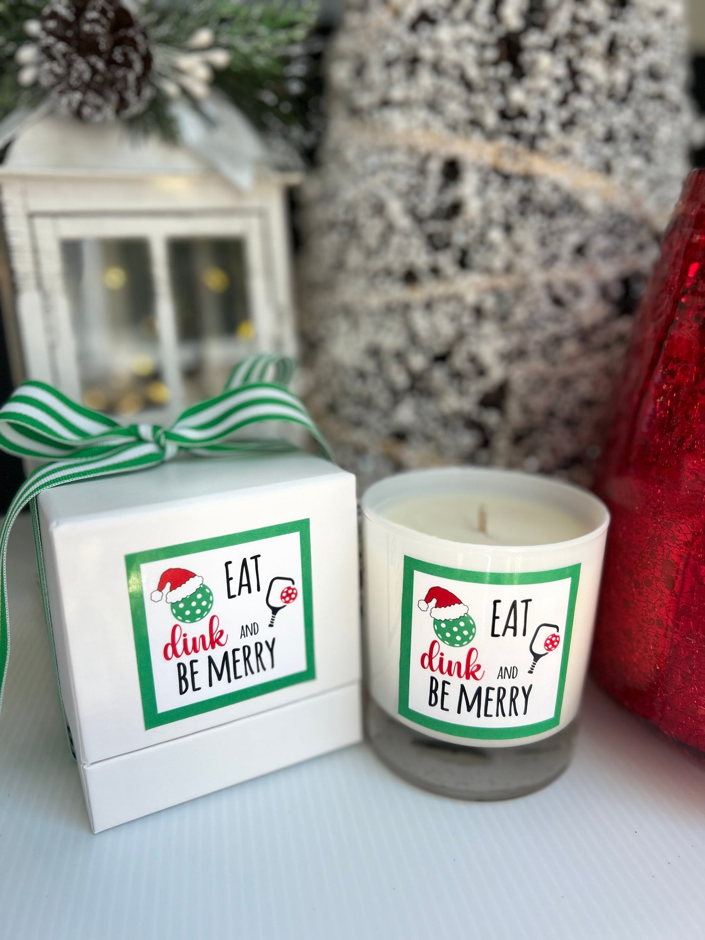 Eat. Dink. Be Merry! Christmas Pickleball Candle