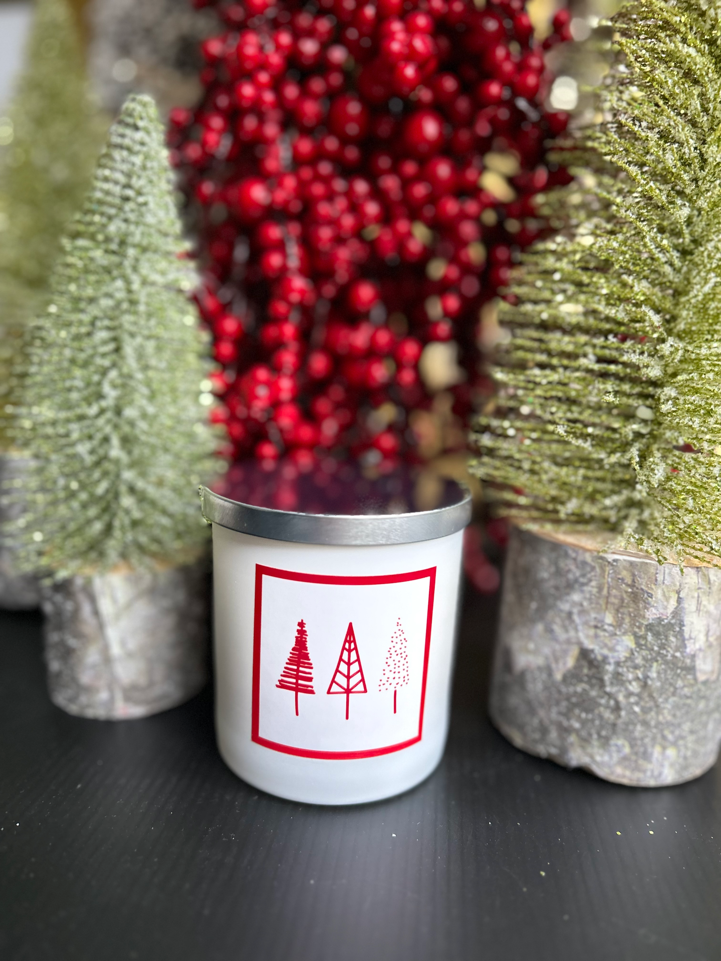 Red Trees Christmas Candle